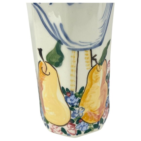 Gritter & Von Noord Rooster & Pear Pitcher Vase Signed Ceramic Hand Painted 11.5 - Picture 7 of 9